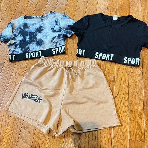 2/$25 SHEIN Coolane Girls Crop Top/Tank Sport Digital Printed Tie Dye Black 9Y - Picture 10 of 13